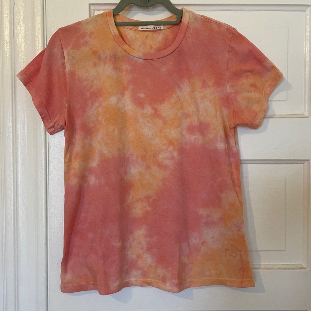 Reformation Vintage Tee, Size XS, Peach Tie-Dye